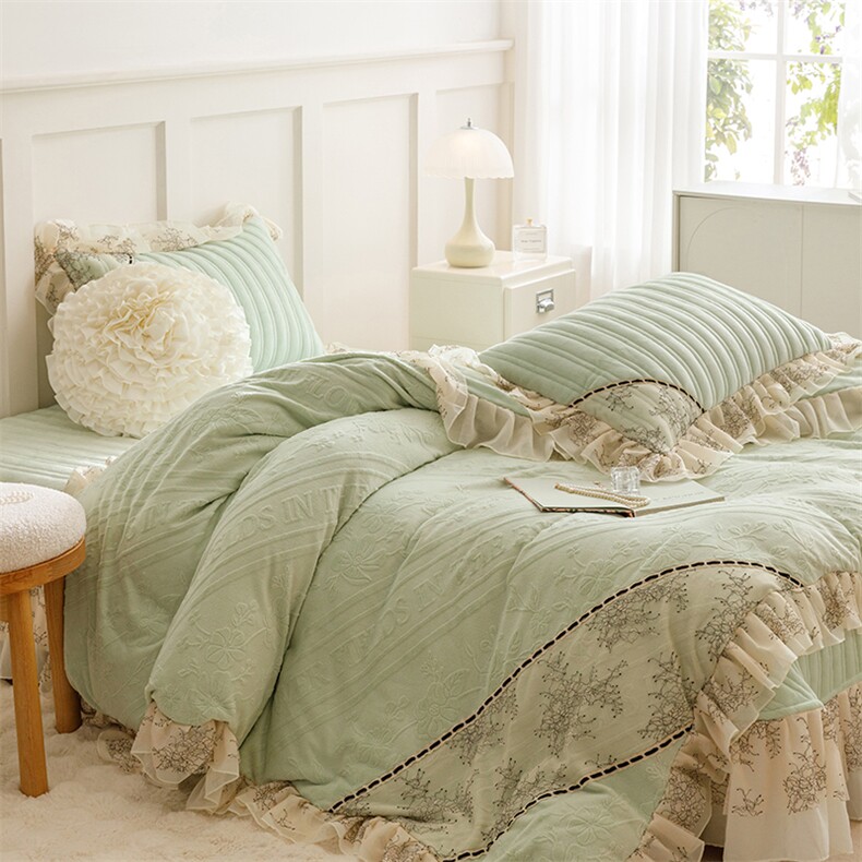 新款小香风牛奶绒床盖款四件套-芭莎系列，床品套件，一起卖家纺