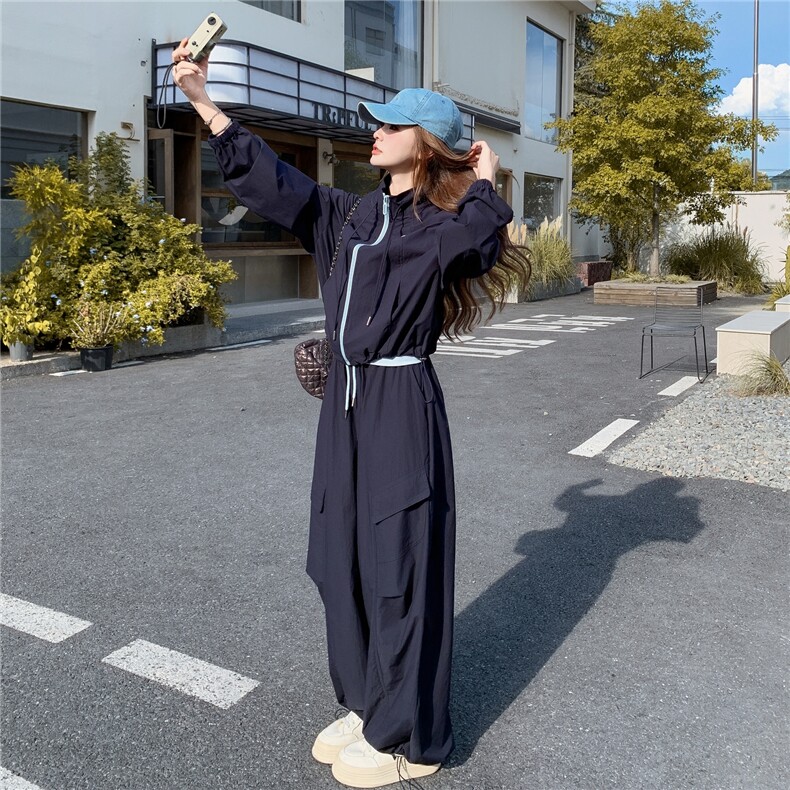 韩系休闲工装套装女2025早秋新款酷飒拽姐外套背心阔腿裤三件套图片