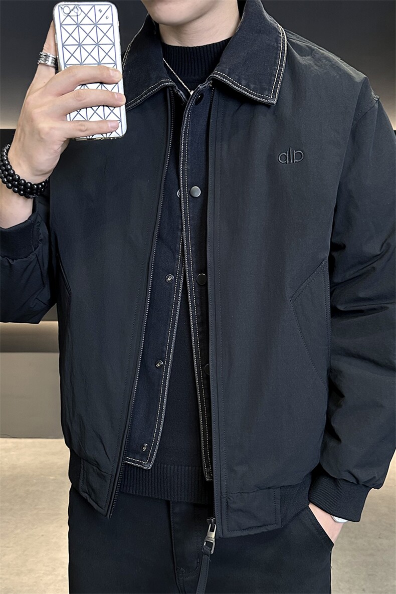 标50绒2025冬季跑量新款男士假两件老钱风翻领白鸭绒羽绒服夹克,男装夹克,电商A225