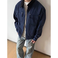 简约百搭工装夹克男潮翻领休闲上衣情侣宽松外套513AJK2466P67，男装夹克，星座513A