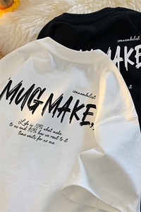 240G重磅美式印花纯棉大码宽松休闲短袖T恤 T305-P25控38图片
