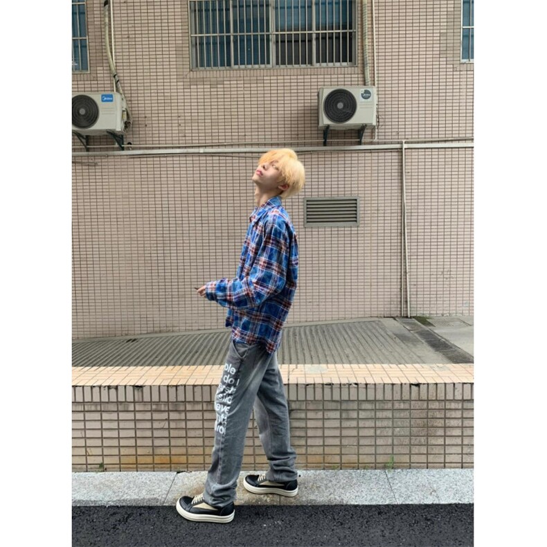 【有货】毛边破坏格子衬衫男长袖高级感拉链衬衣外套2503HH-特P45,男装衬衫,星座1007（原301D）