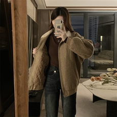 C868-P110毛毛翻领夹棉毛呢外套女冬2025新款宽松小个子夹克上衣，男装夹克，星座911-2(原星座613-2）