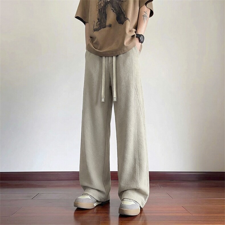 肌理感斜切休闲裤休闲解构垂感直筒裤卫裤男女C62192-TP4079,男装休闲裤,电商A102