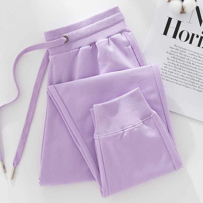 Pure Cotton Summer Thin Sports Pants for Women, Purple 2026 New Casual Harem Pants, Women's Sweatpants, Plus Size Cropped Pants for Women