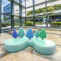 FRP heart-shaped small tree shopping mall leisure chair hotel square lobby public rest bench landscape outdoor seat
