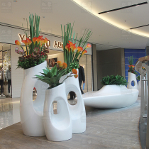 Creative FRP shopping mall flower pot office Hotel Club sales office beautiful Chen outdoor square leisure chair combination