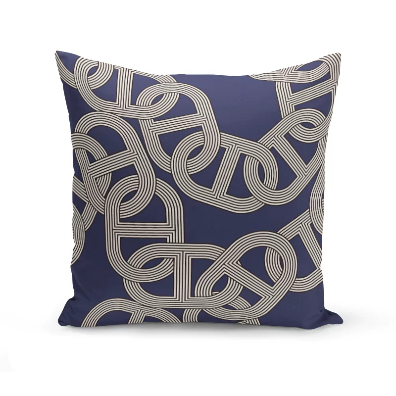 Design pillow, square pillowcase, sofa for bedroom, silver lock, print