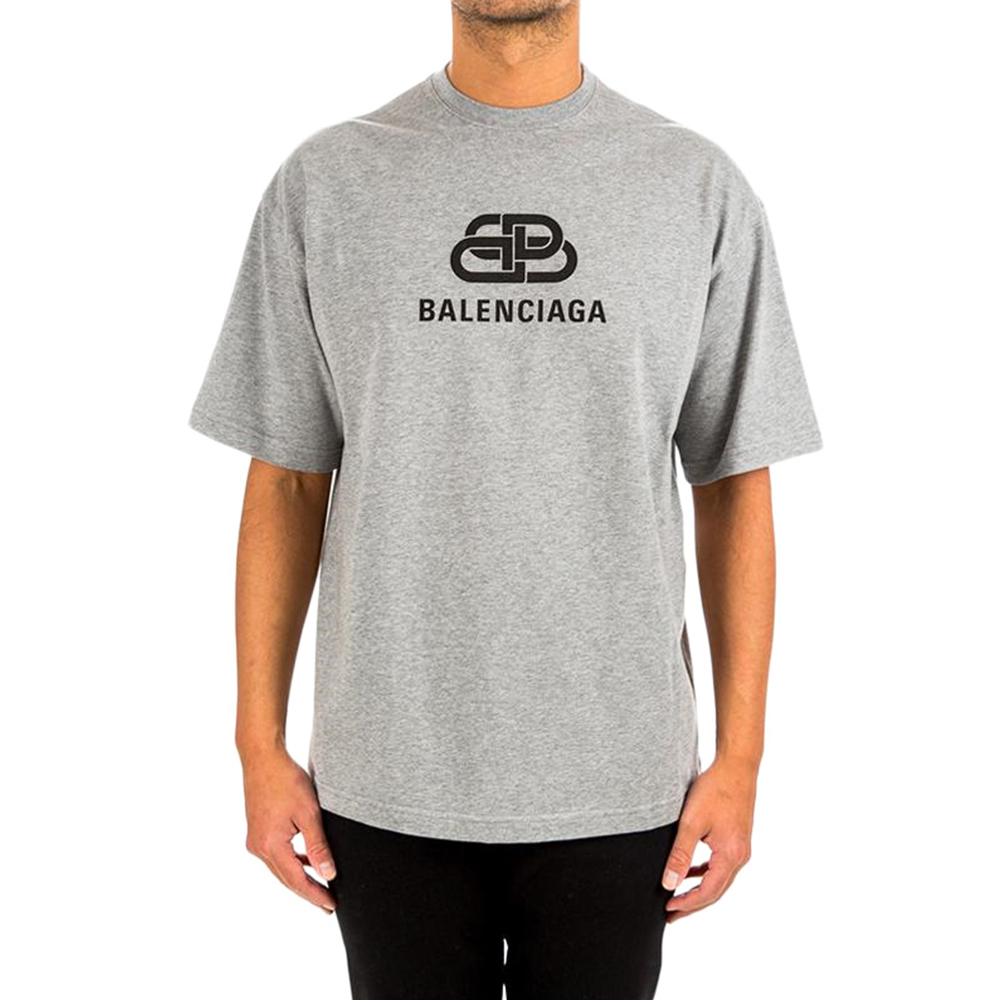 Купить Футболка мужская в Balenciaga/Баленсиага серый хлопок простой ...