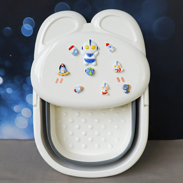 Cartoon Cute Ultraman Strawberry Bear Melody Foldable Foot Bath Basin for Children at Home, Foot Massage Foot Bath Basin