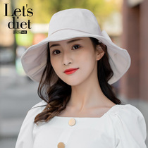 letsdiet butterfly knot fisherman hat woman black summer sun sun sunscreen big head circumference big hat fish hat