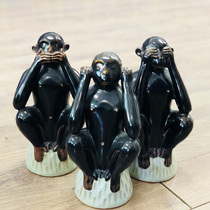 Domestic spot handmade ceramics painted three monkey ornaments furniture furnishings Baye workshop