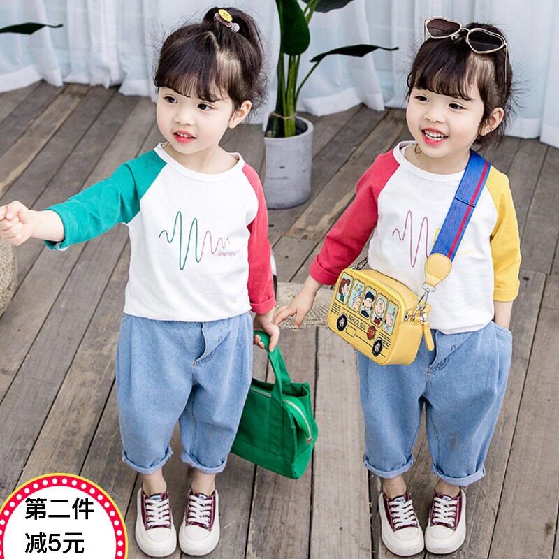 2020 Spring autumn new girl's foreign pie collared undershirt blouses 0-1-2-3-4-5-year-old female baby pure cotton T-shirt