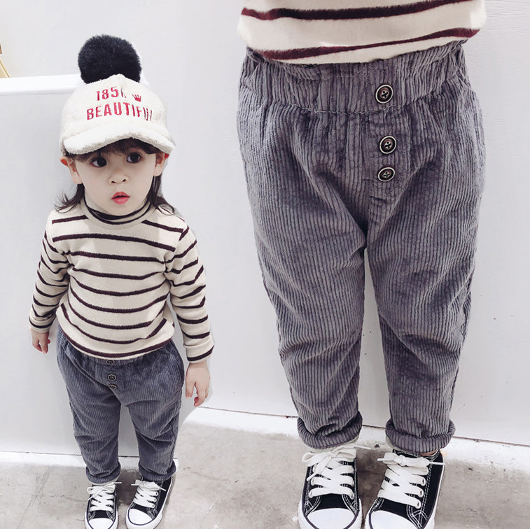 2020 new girl autumn winter clothing 0-1-2-3-4-5 years old children plus suede light core suede pants baby thickened pants
