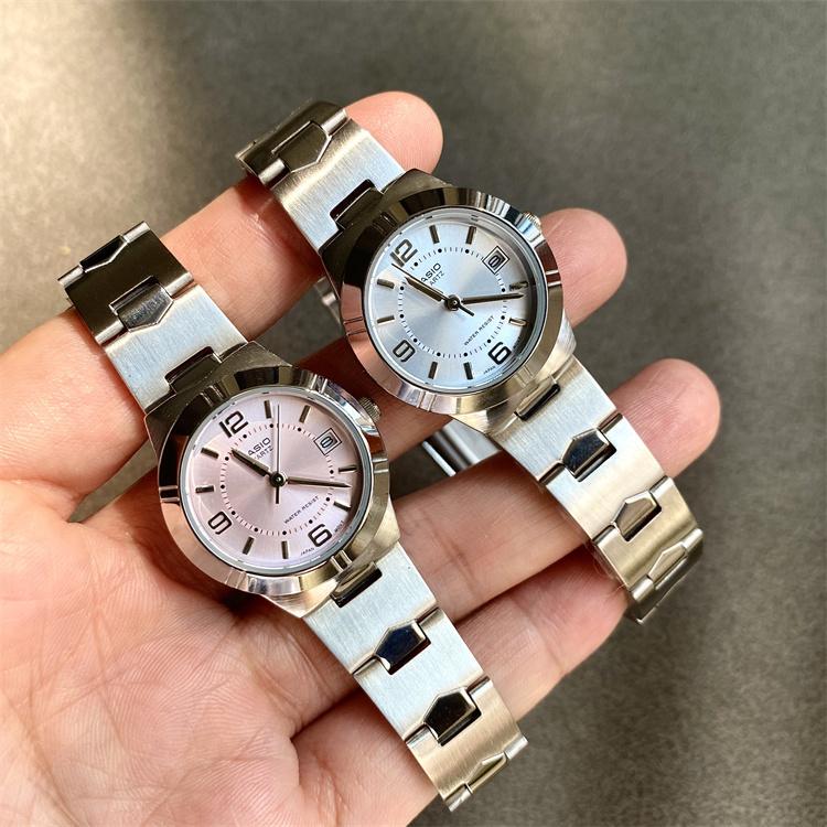 Casio Women's Watch Steel Band Quartz Cherry Blossom Pink Waterproof Crushed Ice Women's Watch Ltp-1241D-4A 1177