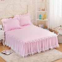 Sheets giường ren váy một mảnh màu hồng công chúa gió trượt pad tay áo bảo vệ thư mục dày bedspread Được trang bị - Váy Petti váy giường đẹp	