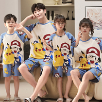 Family-child clothes for three summer childrens pajamas boy pure cotton short sleeve new mother and daughter suit girls home suit