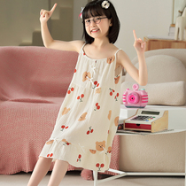 Summer girl hanging sleepy dress pure cotton gauze girl sleepdress children pajamas pajamas childrens home dress