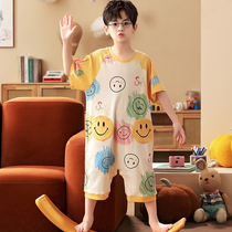 Boys Concord Pajamas Summer Pure Cotton Short Sleeve Cartoon Boys Baby Kicking Home Clothes in Lax Children
