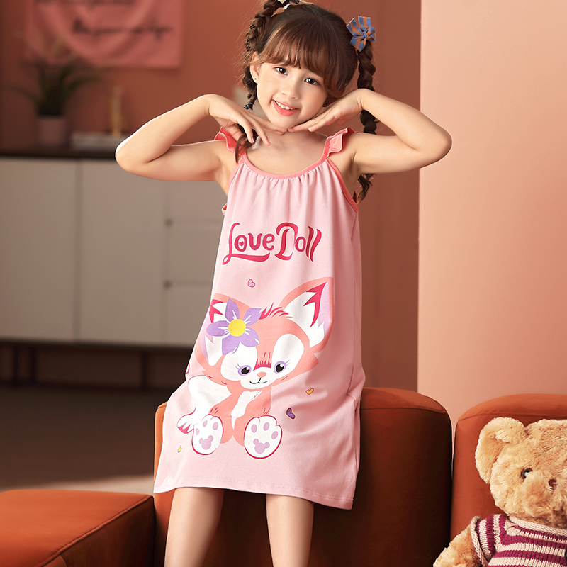 Children's sleepy dress girl's pyjamas summer hanging all pure cotton princess wind thin children's clothes
