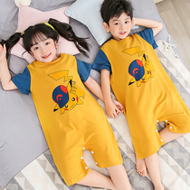 Childrens Concord Pajamas Summer Short Ssleeve Cotton Pikachu Boy and Girls Baby Kicking