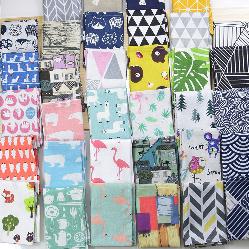 2 pieces of Ins Day Cartoon Cotton Linen Mat single double layer thickened thermal insulation Primary school napkin Western table cloth Art