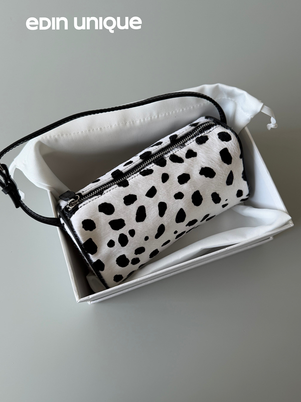 A Unique Designer Horsehair Leopard Print Handbag Pen Holder Bag, Vintage Fashion, Versatile, Single Shoulder Crossbody Bag for Women
