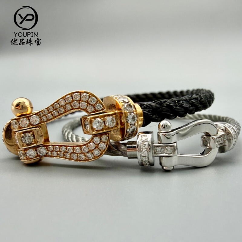 Fred/Freden 18K Gold Horseshoe Buckle Bracelet for Women, Inlaid with Diamonds, Large Figure-Eight Buckle, Lucky Red Rope Couple Bracelet Fred/Freden 18K Gold Horseshoe Buckle Bracelet for Women, Inlaid with Diamonds, Large Figure-Eight Buckle, Lucky Red Rope Couple Bracelet