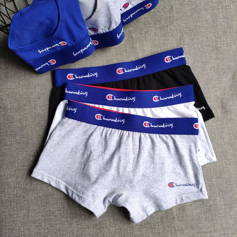 Champion Trendy Brand Women's Pure Cotton Boxer Briefs Mid-Waist Letters Unisex Couple Sports Simple Four Three