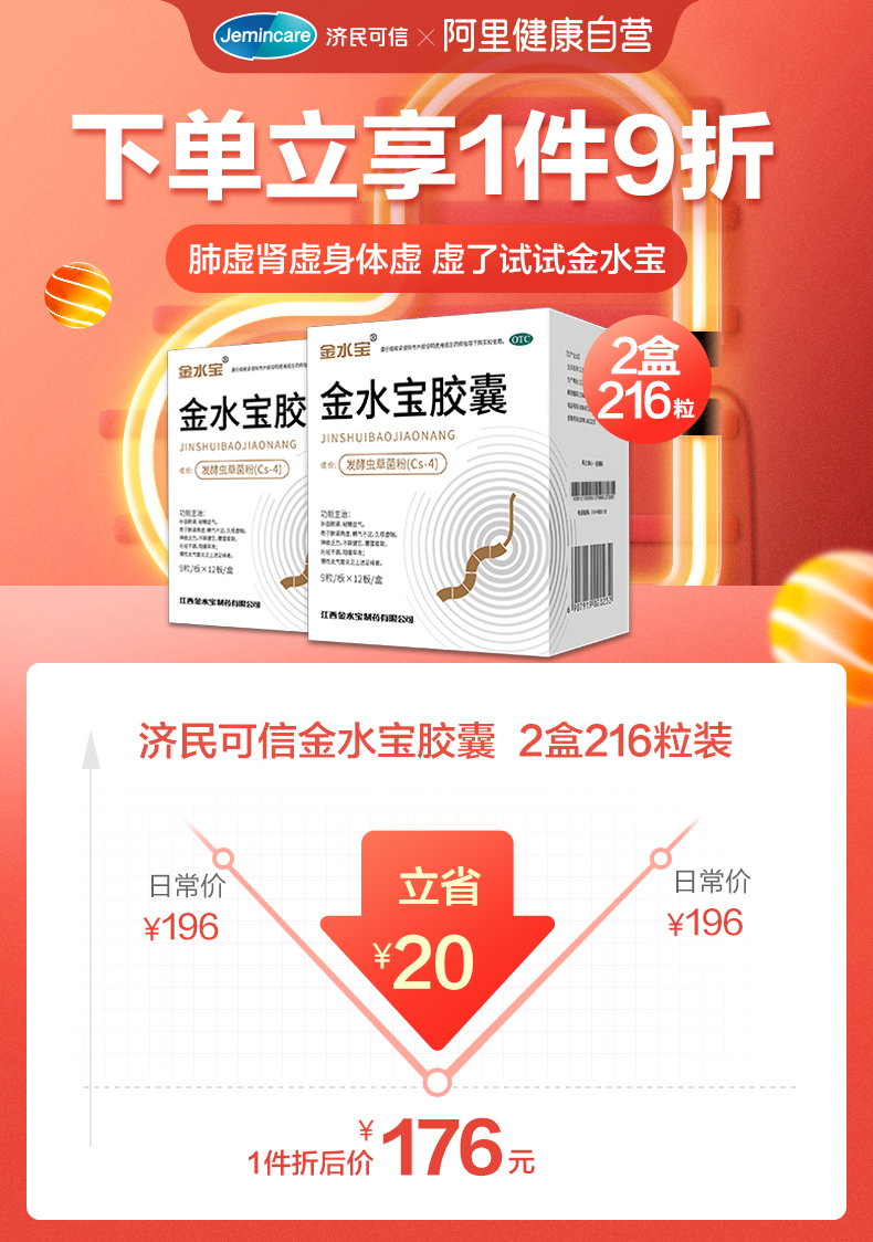 济民可信 金水宝胶囊 108粒*2盒 图1