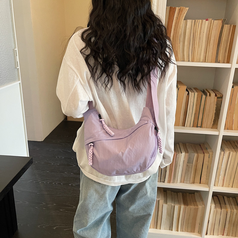 Spring/Summer Large Capacity Premium Commuter Crossbody Bag For Women 2026 New Orange Canvas Dumpling Bag With Zipper - Thumbnail 5