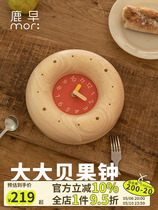 Luzao solid wood wall clock baking series bagel clock living room wall clock solid wood simple silent wall clock creative decoration
