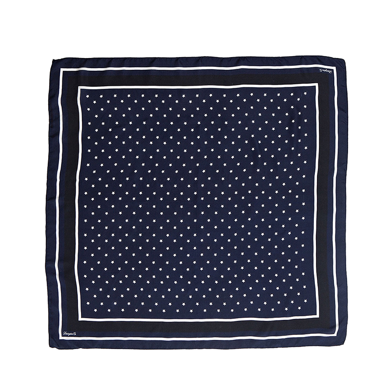 Lexington India Imports Silk Blue Red Strip Scarlet Silk Blue Print Star Scarves