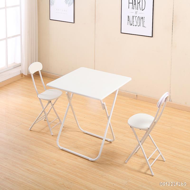 Pure white balcony folding table simple small square portable dining table home dining simple table and chair combination set