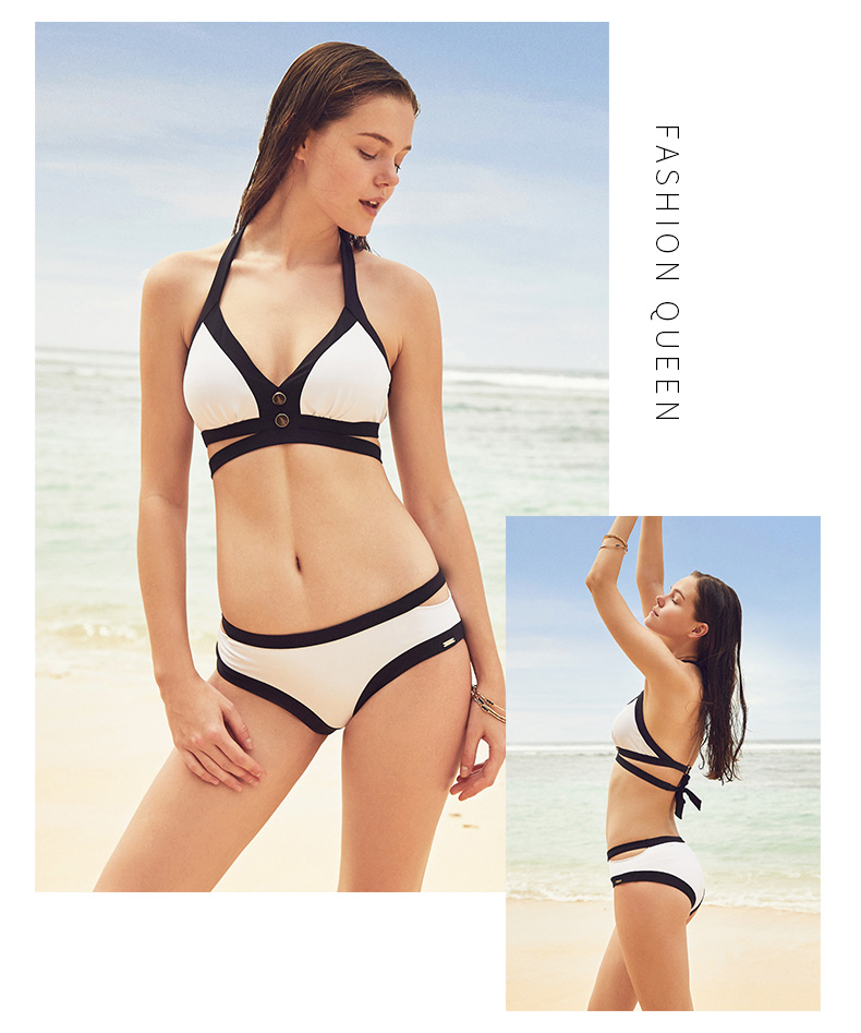 Sisia thời trang châu Âu và Mỹ mặc bikini gió ba mảnh ngực nhỏ tập hợp ngực lớn tập hợp áo tắm ba điểm phụ nữ - Bikinis áo choàng tắm biển