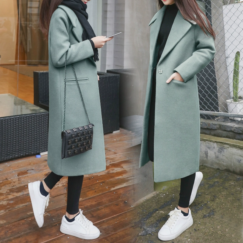 . 2020 quần áo mùa thu và mùa đông mới Áo khoác nữ nhỏ của Hàn Quốc Áo len nữ mỏng cỡ lớn vừa dài bằng vải len lớn - Trung bình và dài Coat