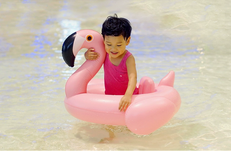 Vòng bơi trẻ em flamingo bé 1-3 tuổi Bé 2-3 tuổi dễ thương 0-3 tuổi cưỡi ghế trẻ em chống xoay