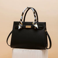 Черный шелковый шарф+подарочный пакет