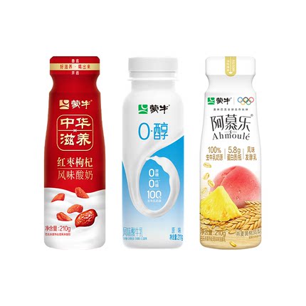 蒙牛低温酸奶0醇211g/阿慕乐210g/红枣枸杞210g*1瓶口味任选