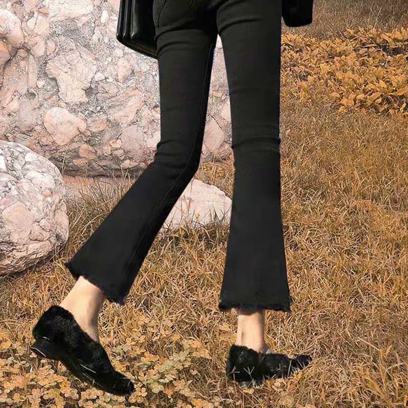 Black Flared Jeans for Women 2026 Spring and Autumn New Style Petite Ladies High-Waisted Slimming Bell-Bottom Pants