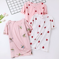 Yuan Yuan bên ngoài áo thun nửa tay ngắn tay mùa hè mỏng 39 mảnh 2 áo rời nhà phục vụ đồ ngủ cotton - Pyjama pyjama nữ