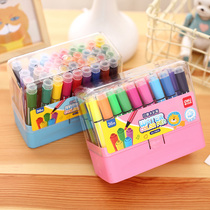 Deli watercolor pen Childrens seal 12 colors 24 colors washable watercolor pen Kindergarten painting brush 18 colors 36 colors Beginner hand-painted large capacity primary school students with color pen painting pen set
