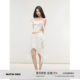 Matin Gris beige chiffon ພິມ ruffle ສັ້ນ suspender ວ່າງບໍ່ສະຫມໍ່າສະເຫມີຊຸດ skirt pleated