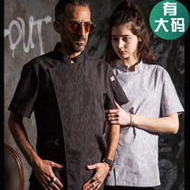 Chef uniform short-sleeved Checkedout summer thin and breathable hotel restaurant back kitchen chef uniform