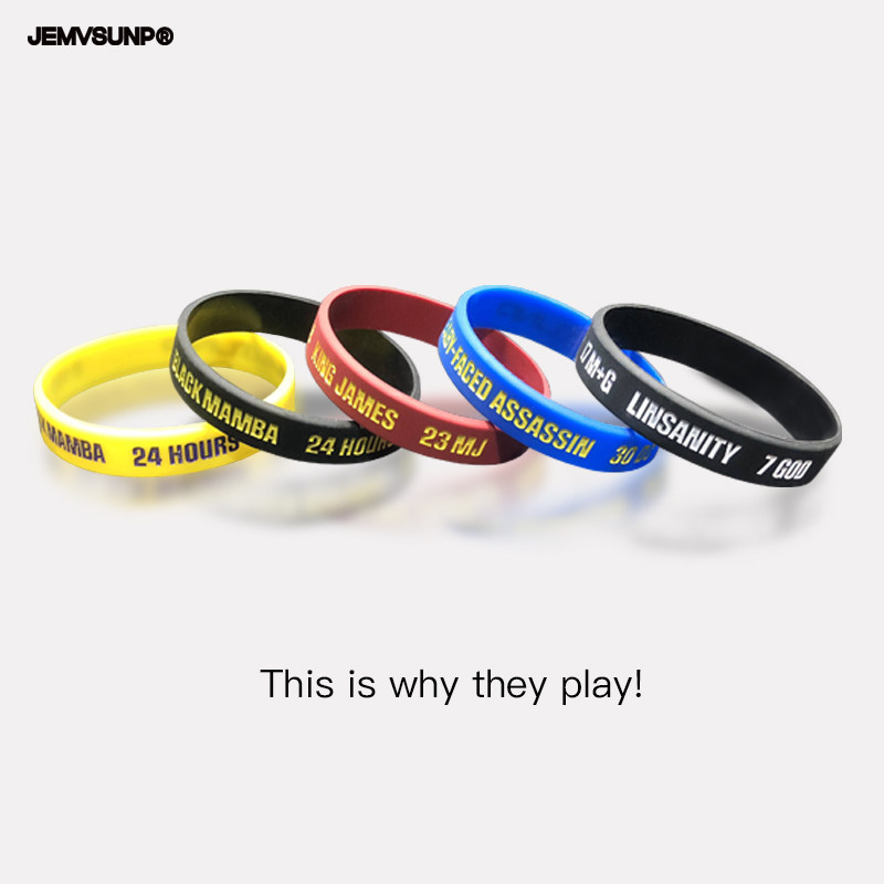 JEMVSUNP basketball hip-hop bracelet male all-star inspirational fitness silicone wristband couple jewelry street hipster