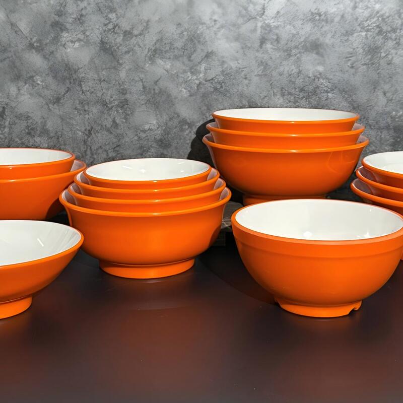 Melamine New Two-Tone Canteen Tableware Spicy Hot Pot Fast Food Restaurant Hotel Rice Small Bowl Soup Noodle Boiled Vegetable Bowl