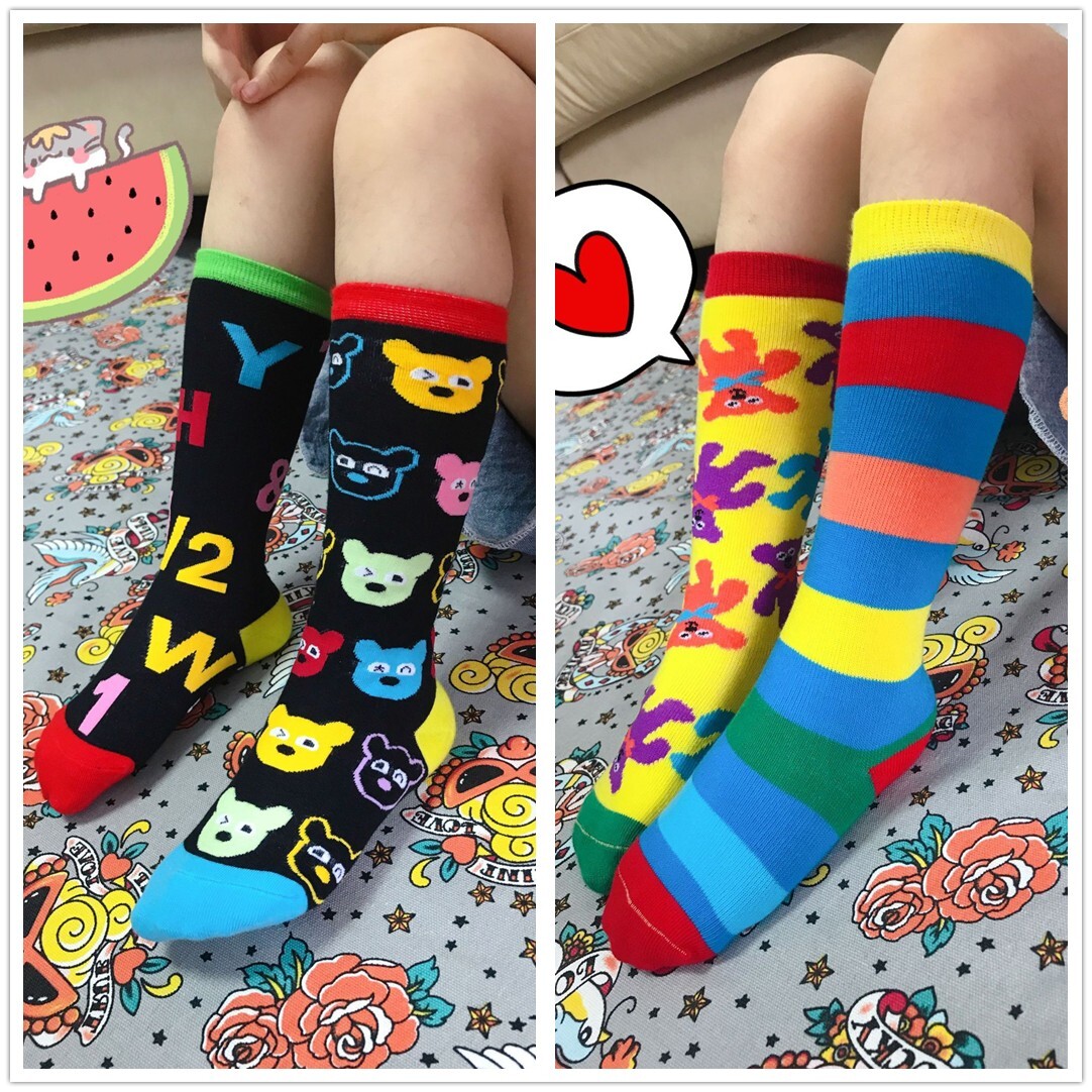 1/2 letter bear children's socks spring and autumn new boys and girls socks combed cotton socks tide socks Japanese and Korean tide children's socks