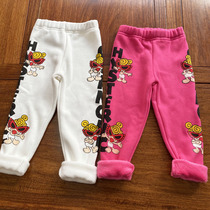 22 winter new childrens Japanese graffiti pacifier letter doll plus velvet girls leggings thin velvet thickened pants