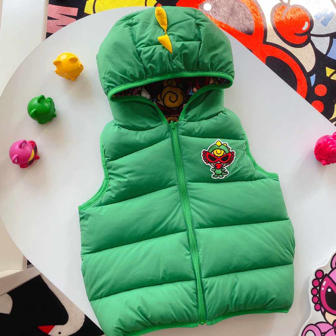 22 winter new style Japanese boys and girls trendy brand graffiti pacifier cartoon dinosaur three-color cotton vest double-sided wear