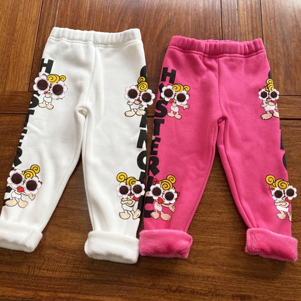 22 winter new children's Japanese graffiti pacifier letter doll plus velvet girls underwear thin velvet thick pants